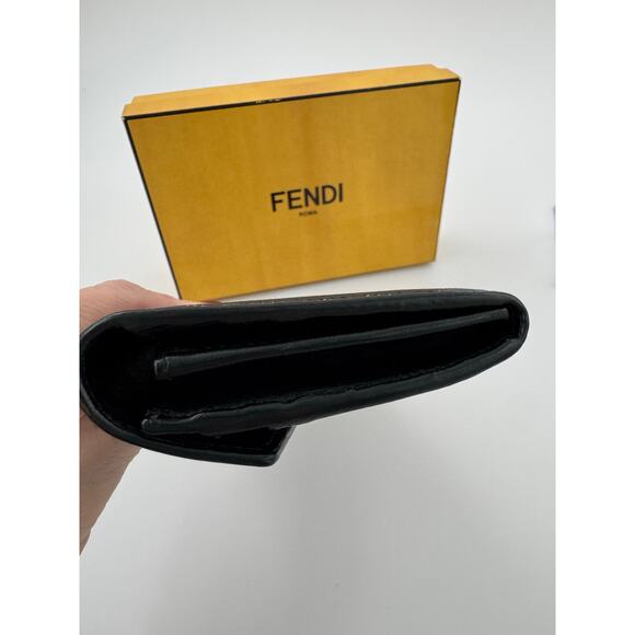 Fendi Black Saffiano Leather Continental Wallet w/Gold Logo Hardware w/Box & COA - Picture 4 of 8